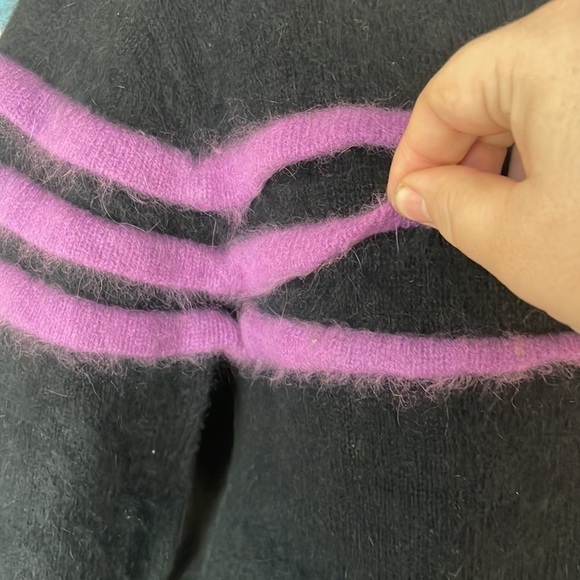 Angora Rabbit 🐇 Wool Spree 3d vintage black and purple sweater sacks fifth ave - Picture 5 of 7